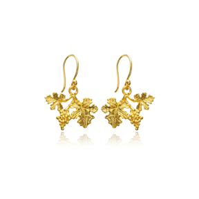 Dainty Leaf Design 22K Vintage Hook Earrings