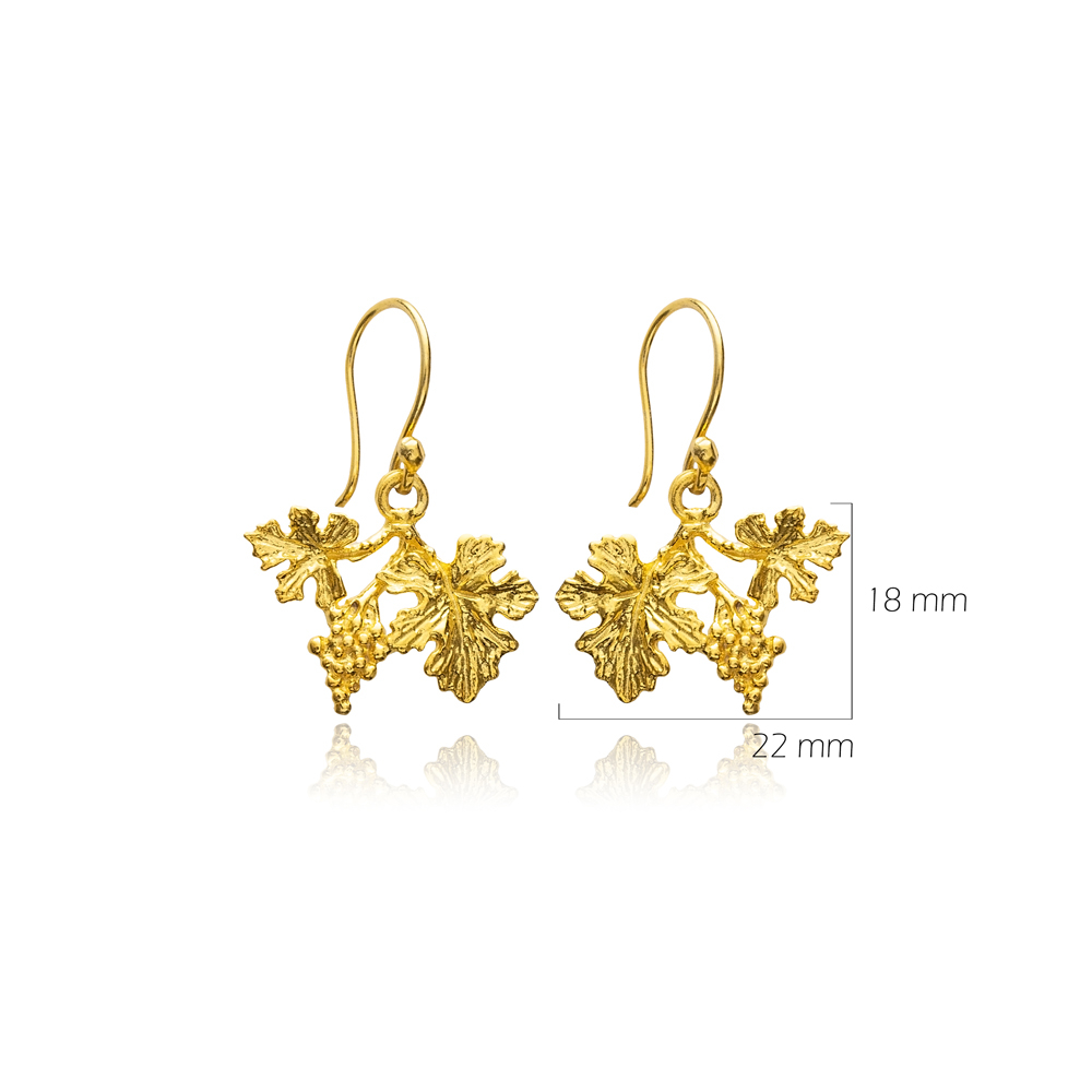 Dainty Leaf Design 22K Vintage Hook Earrings