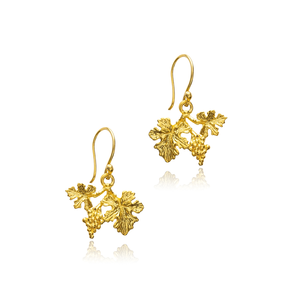 Dainty Leaf Design 22K Vintage Hook Earrings