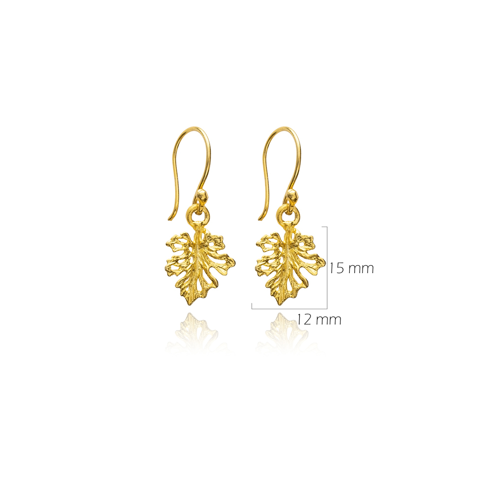 Cute Leaf Design 22K Vintage Hook Earrings