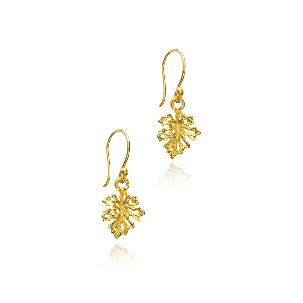 Cute Leaf Design 22K Vintage Hook Earrings