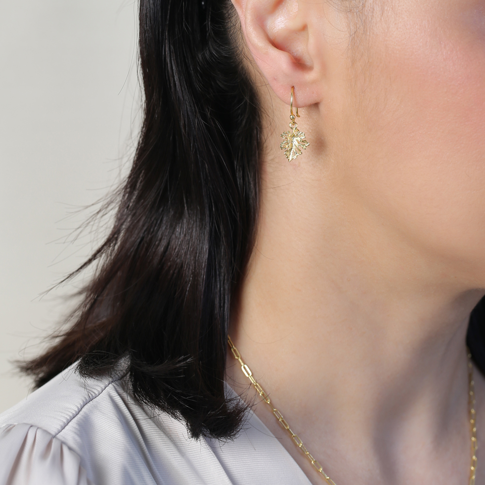 Cute Leaf Design 22K Vintage Hook Earrings