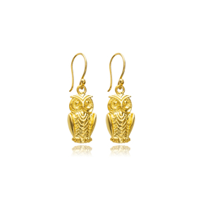 Owl Design 22K Vintage Hook Earrings