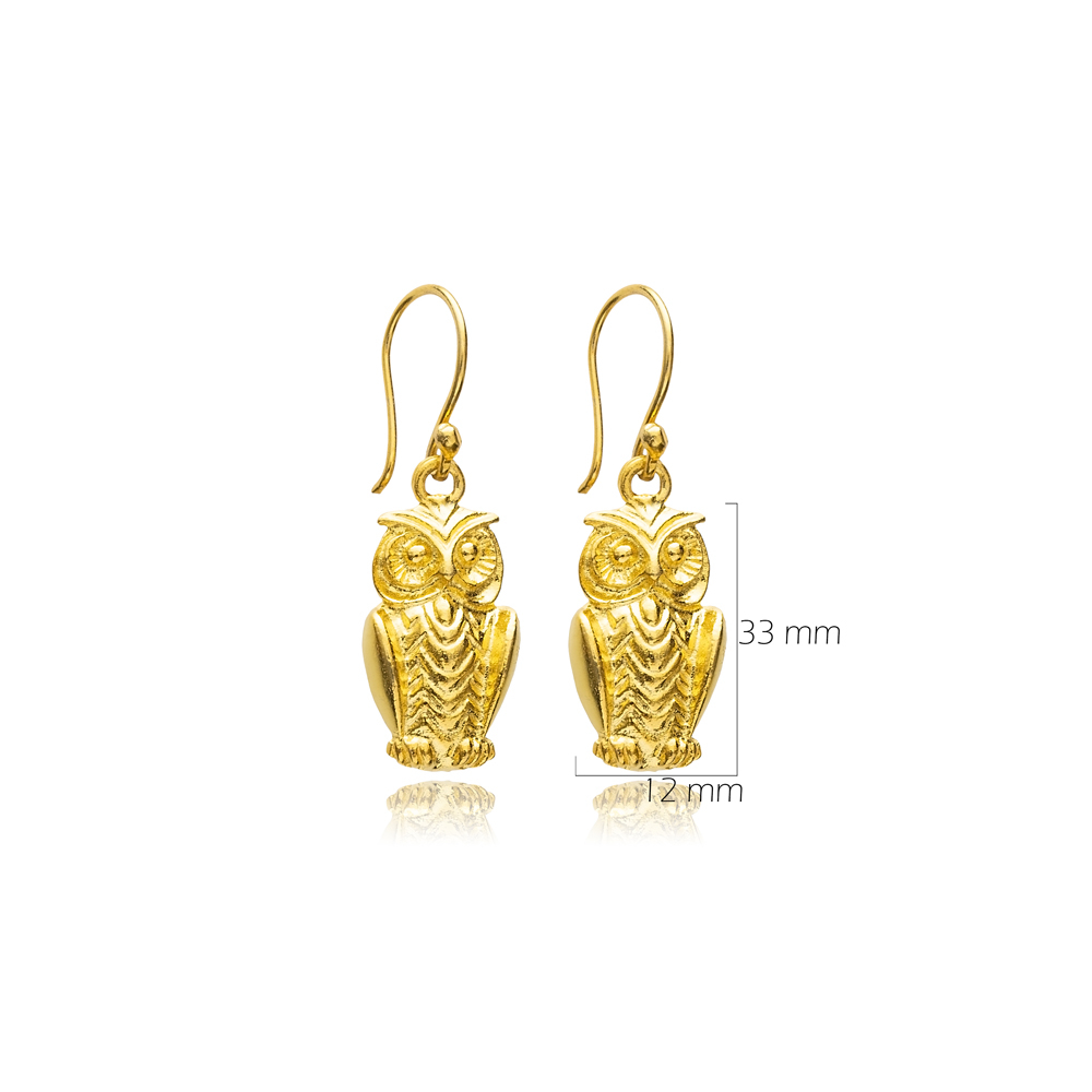 Owl Design 22K Vintage Hook Earrings