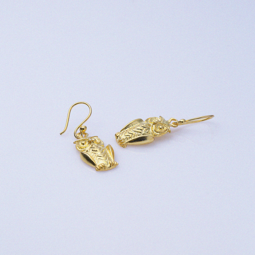 Owl Design 22K Vintage Hook Earrings