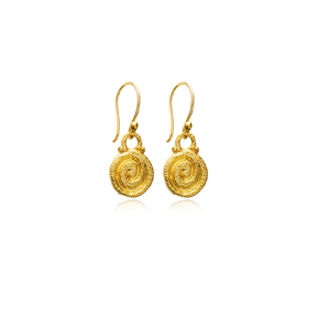 Round Design 22K Gold Plated Vintage Hook Earrings