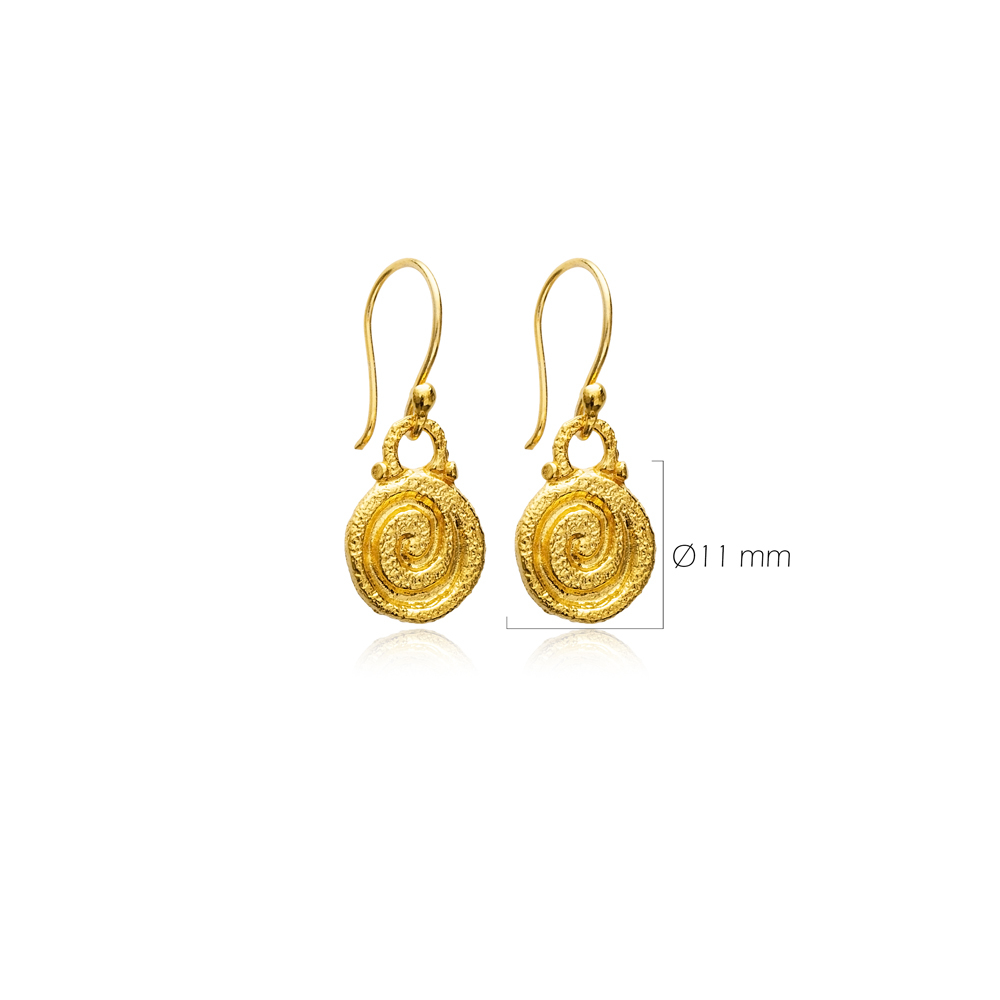 Round Design 22K Gold Plated Vintage Hook Earrings