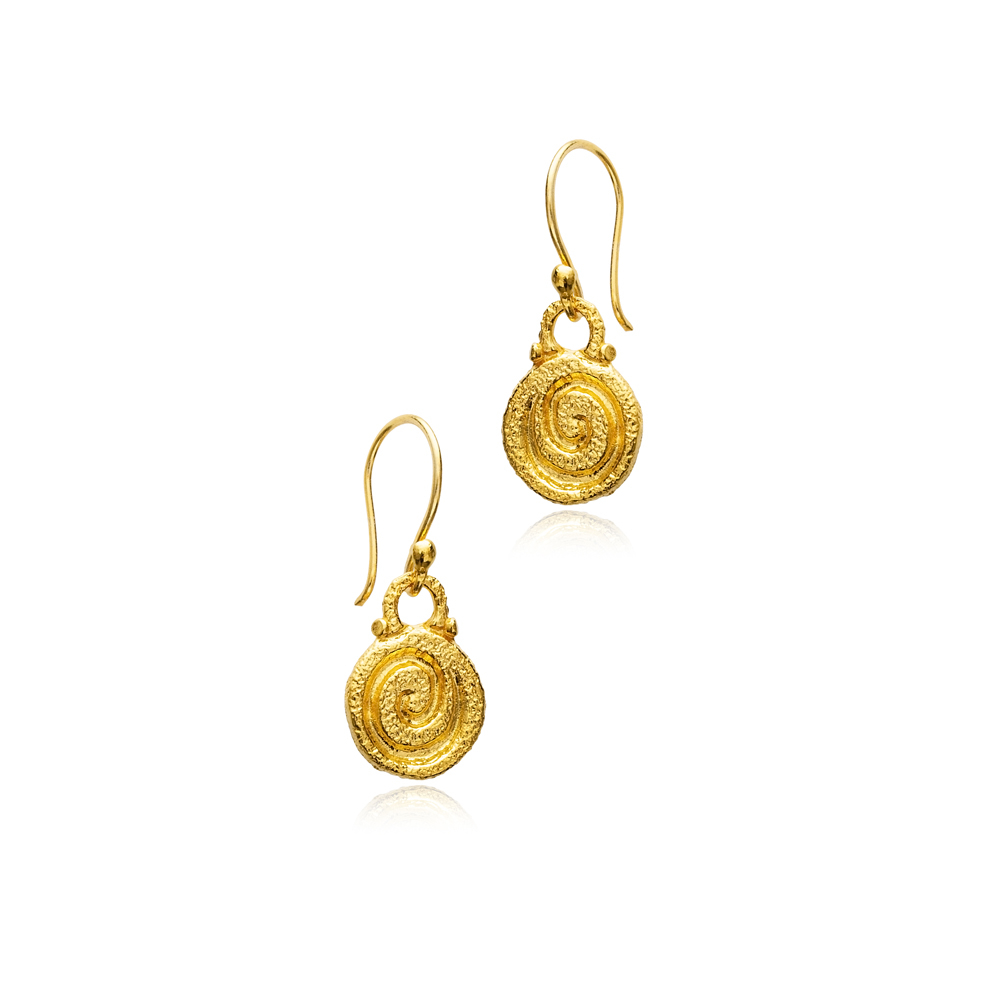 Round Design 22K Gold Plated Vintage Hook Earrings