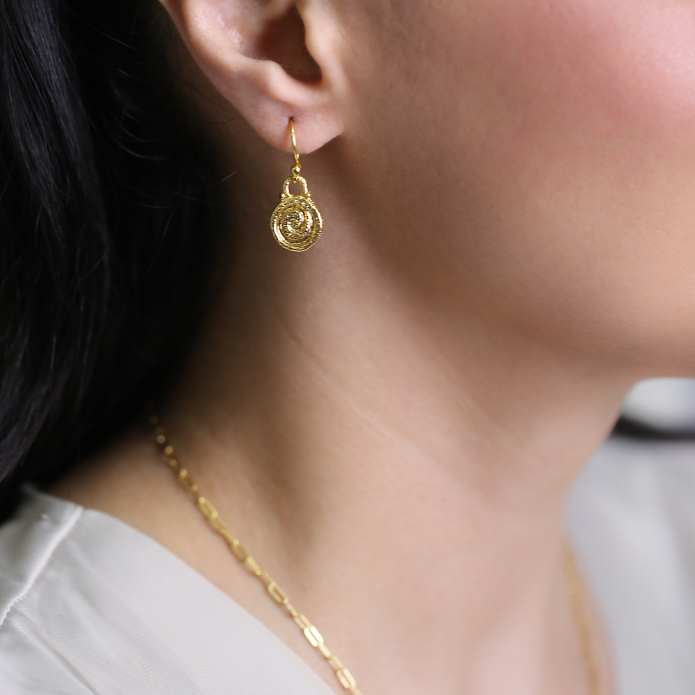 Round Design 22K Gold Plated Vintage Hook Earrings
