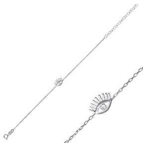 Dainty Evil Eye Silver Charm Bracelet