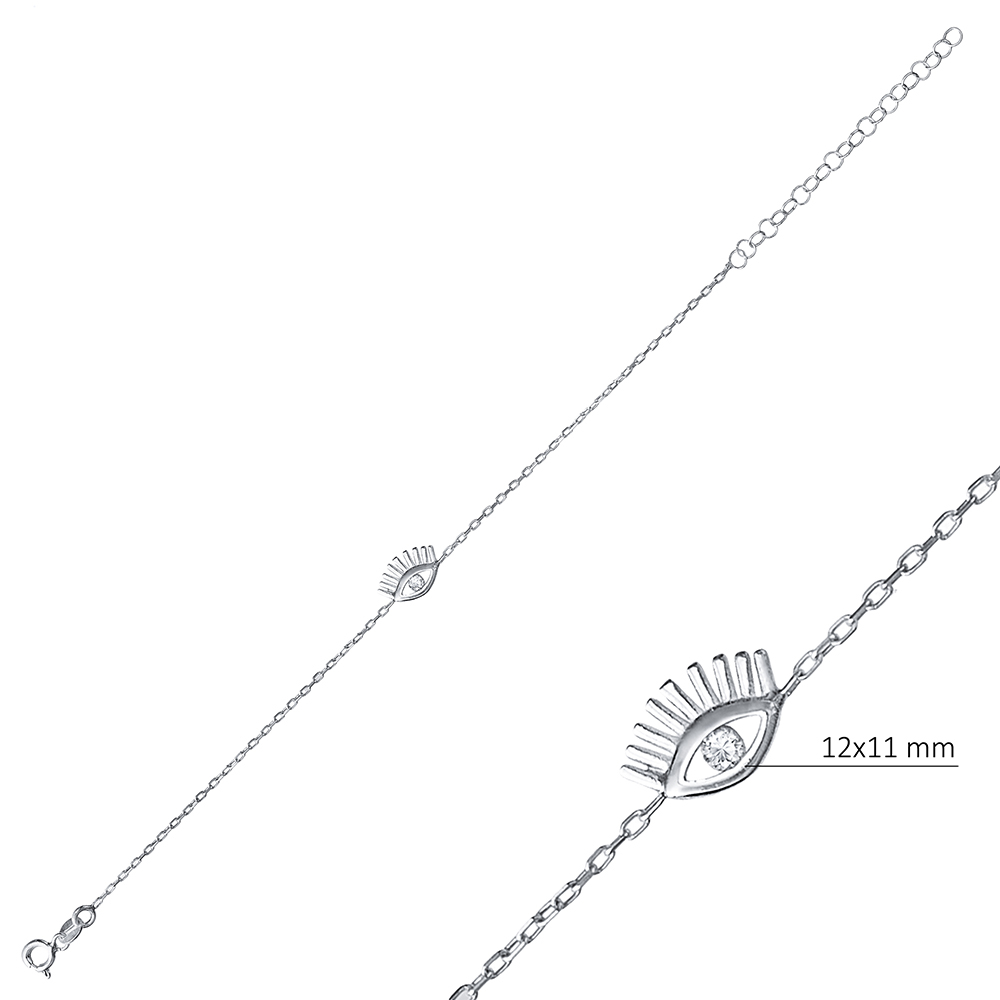 Dainty Evil Eye Silver Charm Bracelet