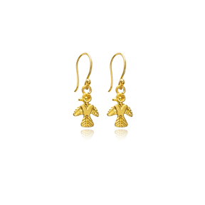 Angel Symbol 22K Gold Vintage Hook Earrings