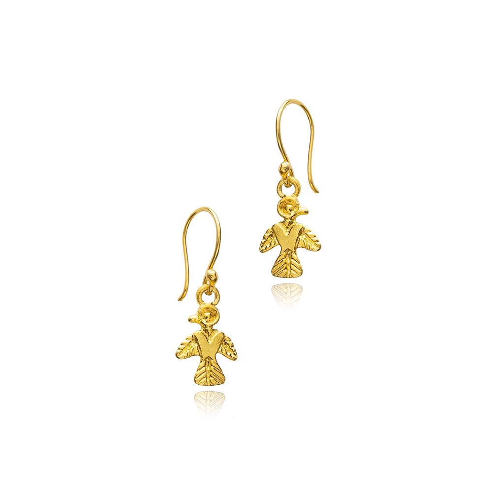 Angel Symbol 22K Gold Vintage Hook Earrings
