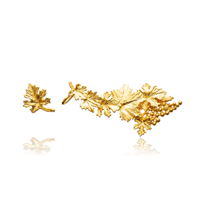 Leaf Charms 22K Gold Silver Vintage Earrings