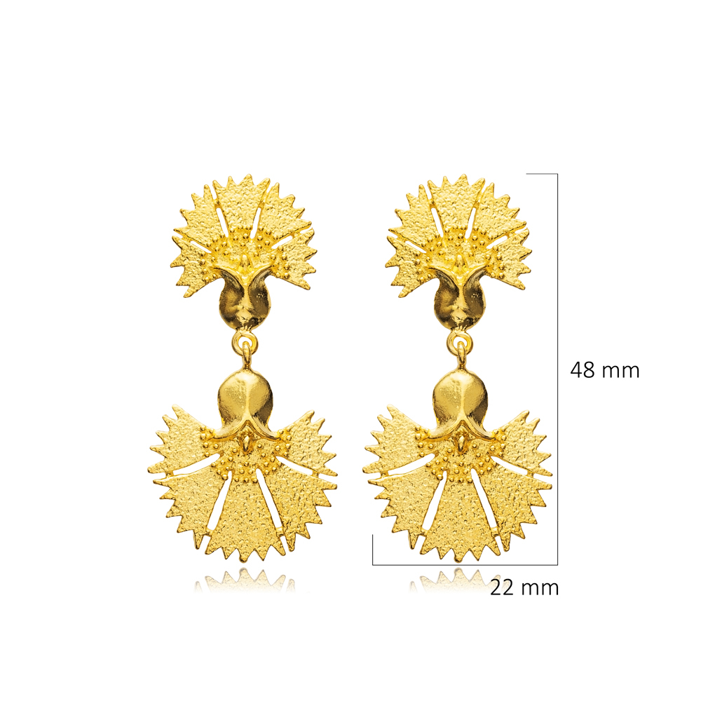 Fan Shape 22K Gold Big Vintage Earrings