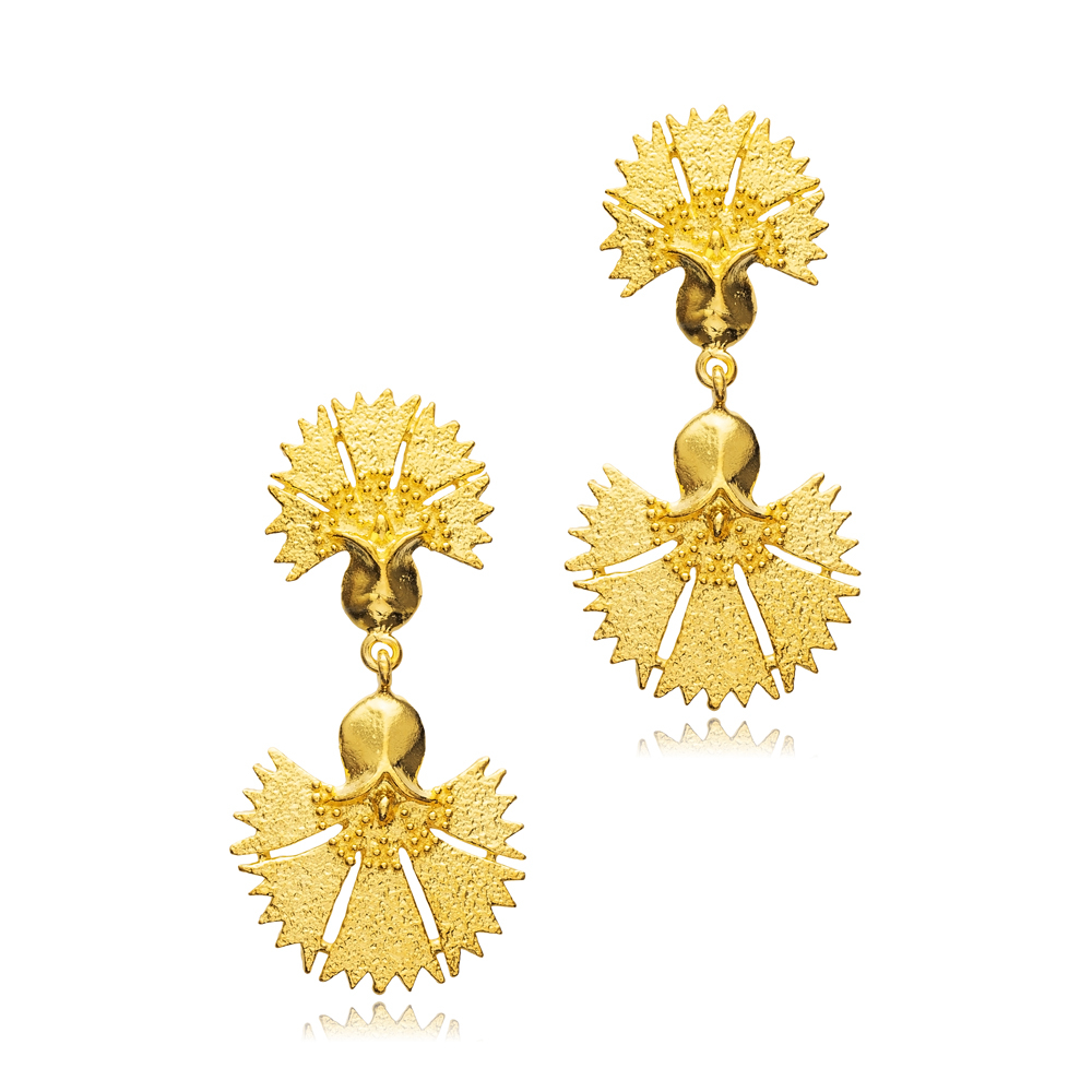 Fan Shape 22K Gold Big Vintage Earrings