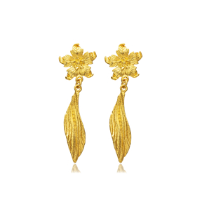 Flower Charm 22K Gold Silver Vintage Earrings