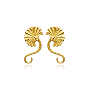 Fan Charm Unique 22K Gold Silver Vintage Earrings