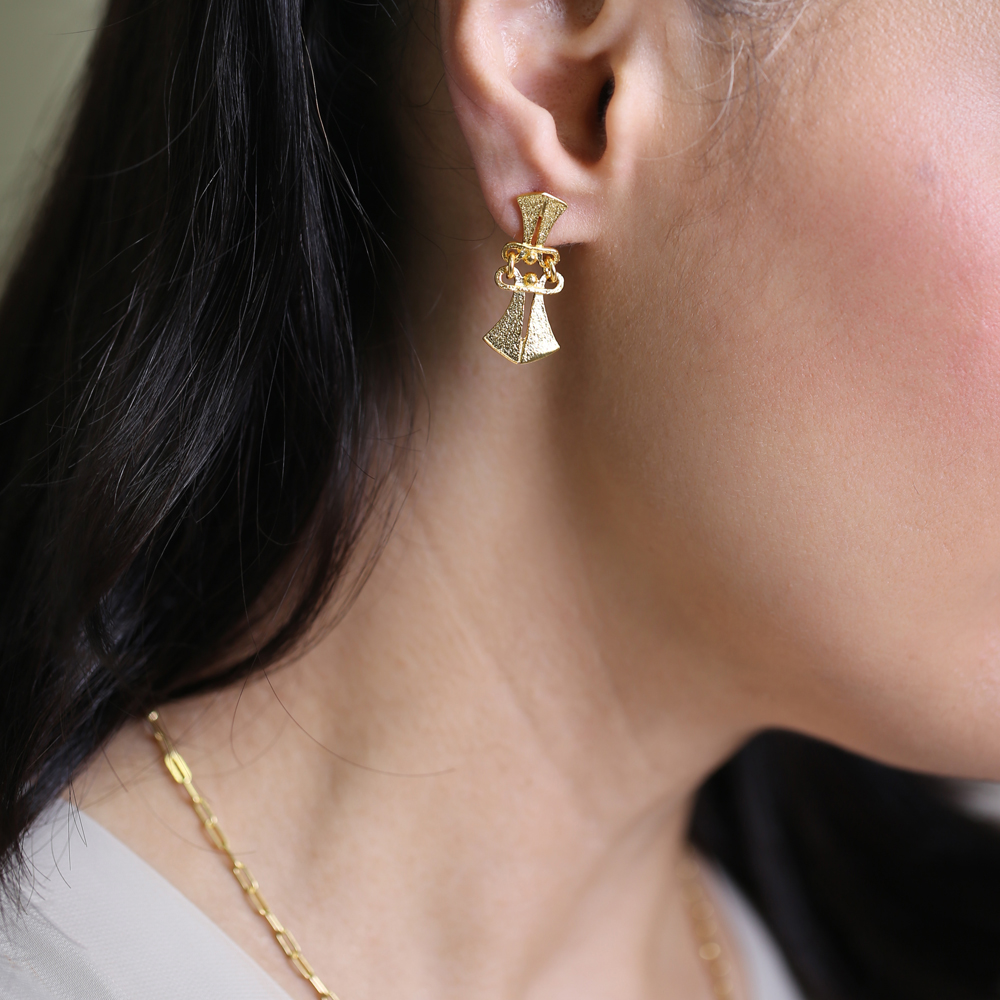 Dainty Charm 22K Gold Stud Vintage Earrings