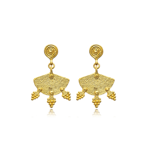 Dangle Unique Shape 22K Big Vintage Earrings