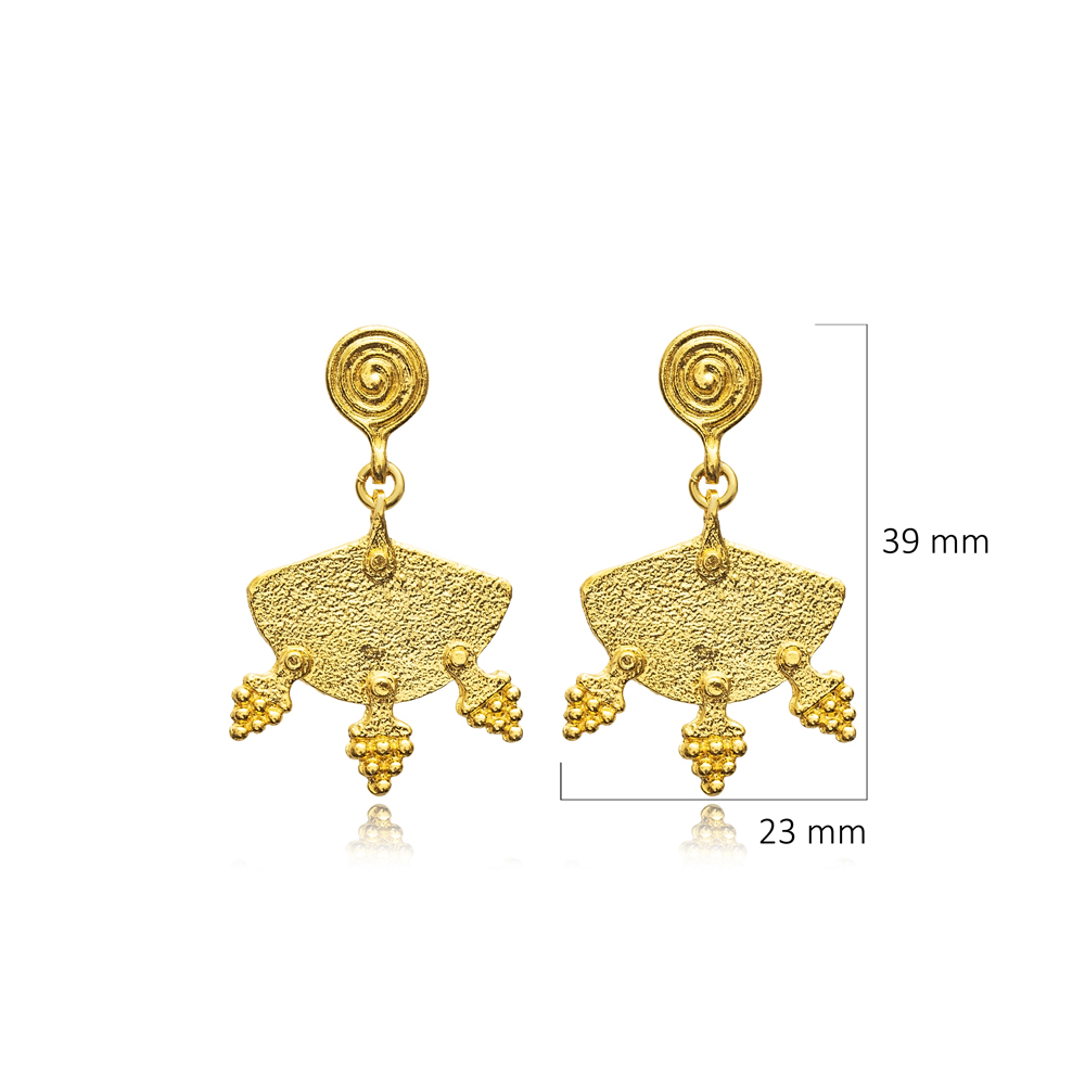 Dangle Unique Shape 22K Big Vintage Earrings