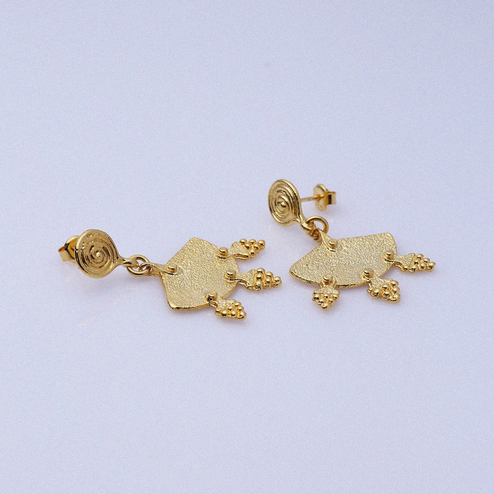 Dangle Unique Shape 22K Big Vintage Earrings
