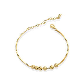 Plain Ball Charm Square Chain Silver Bracelet