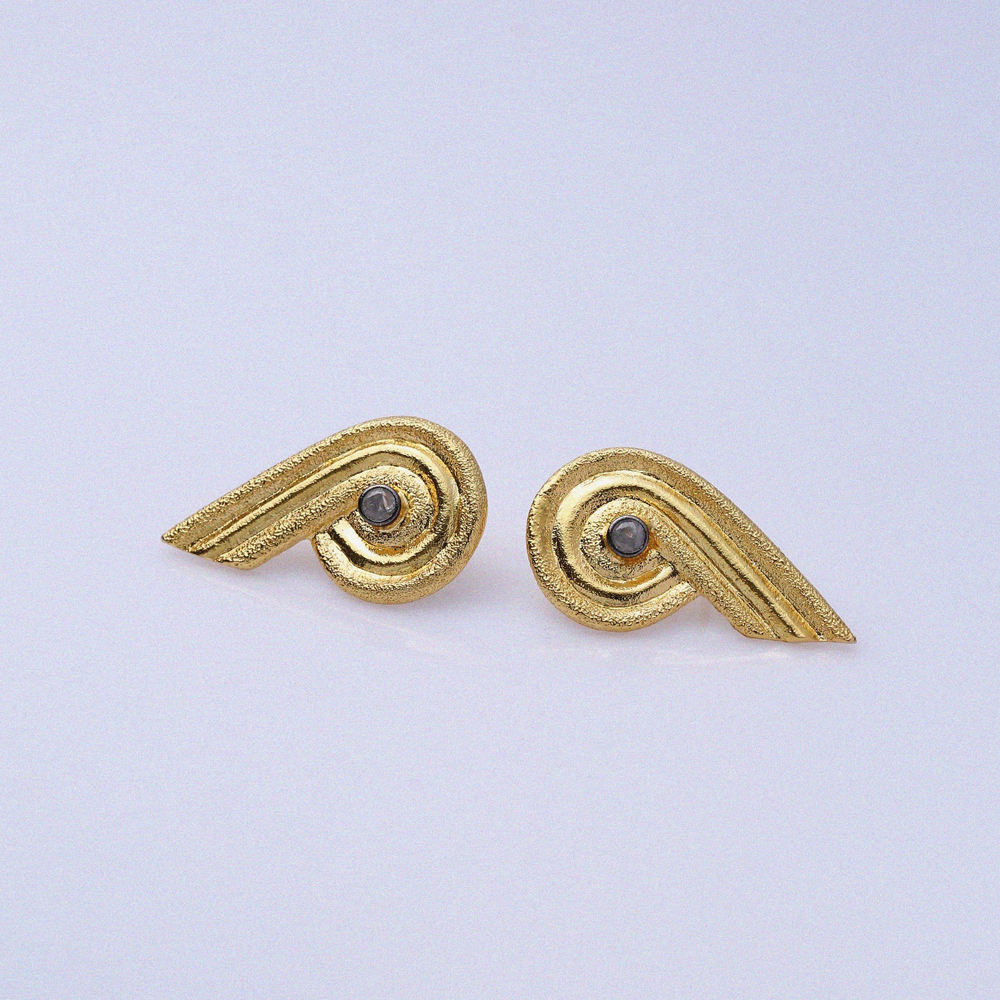 Irregular Shape 22K CZ Vintage Earrings