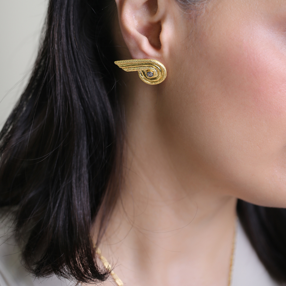 Irregular Shape 22K CZ Vintage Earrings
