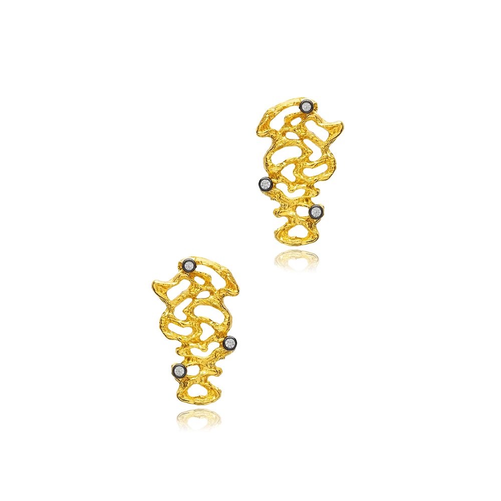 22K Gold Irregular Shape Vintage Earrings