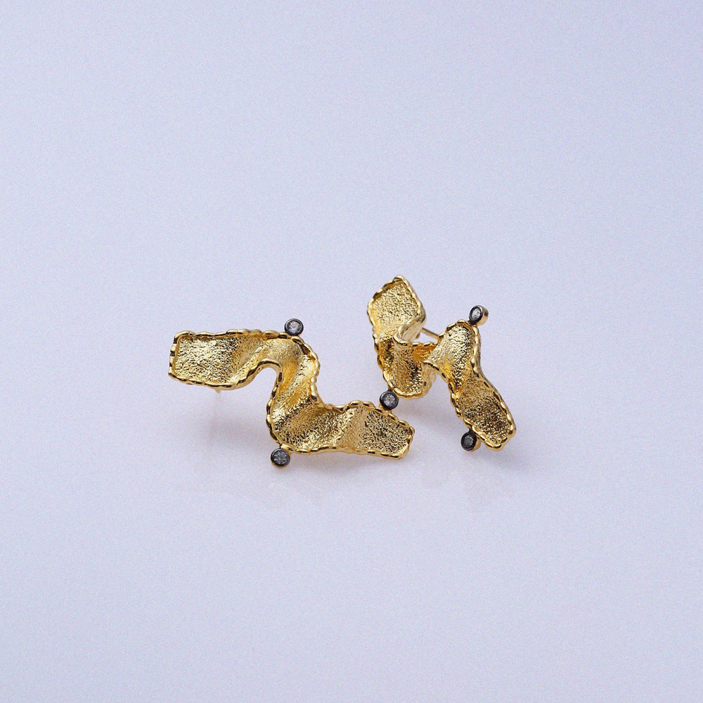 Unique Shape CZ Stone 22K Vintage Earrings
