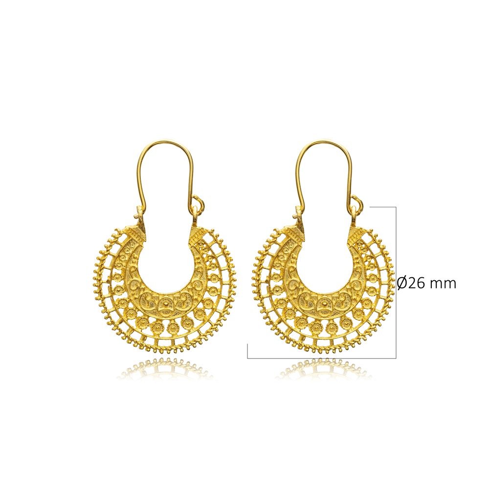 Half Round Design Hook 22K Vintage Earrings