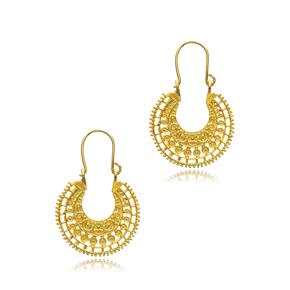 Half Round Design Hook 22K Vintage Earrings