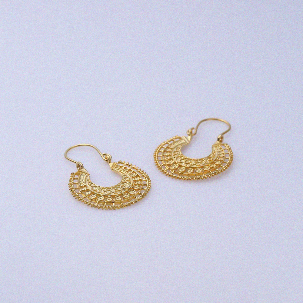 Half Round Design Hook 22K Vintage Earrings