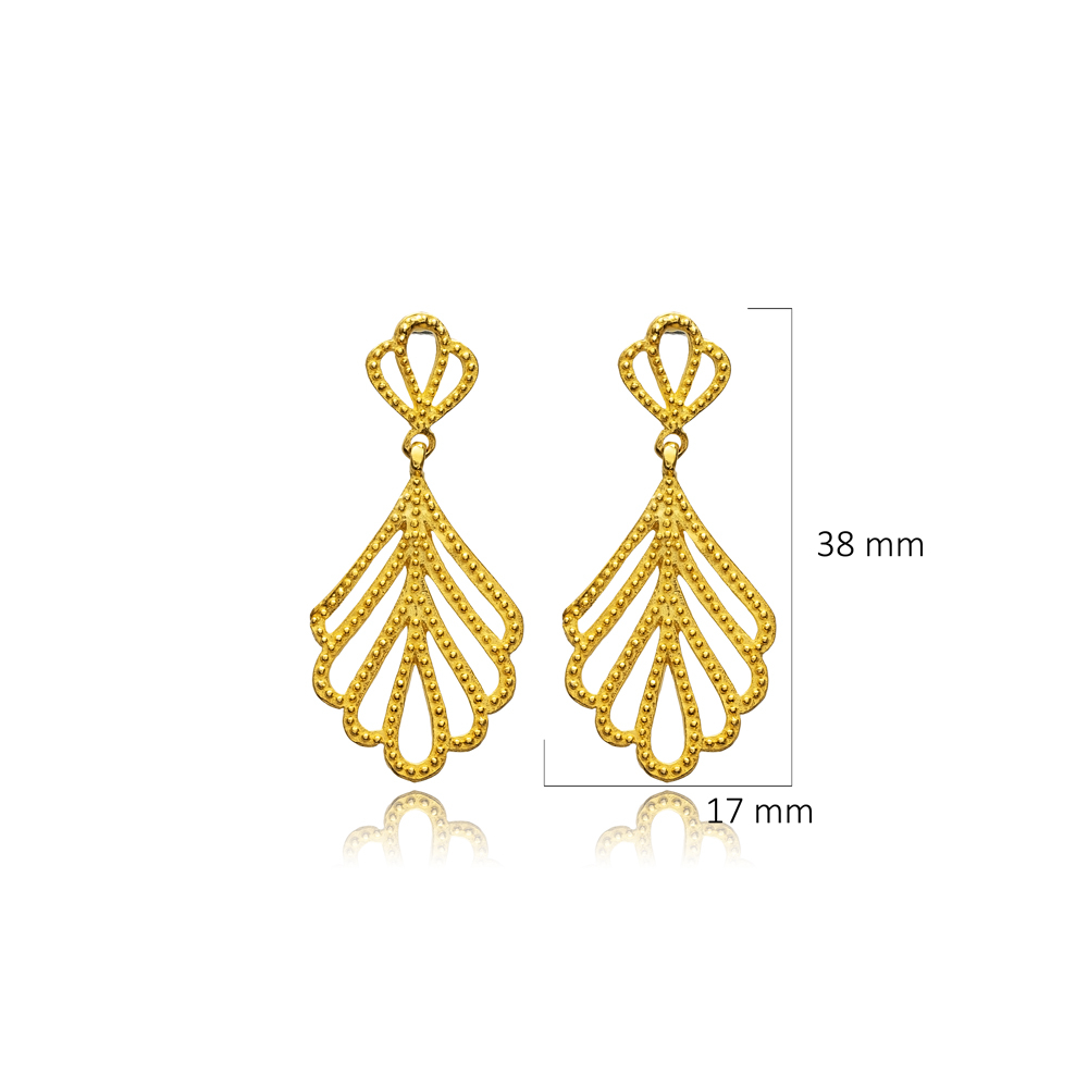 Leaf Dainty Design Chandelier 22K Vintage Earrings