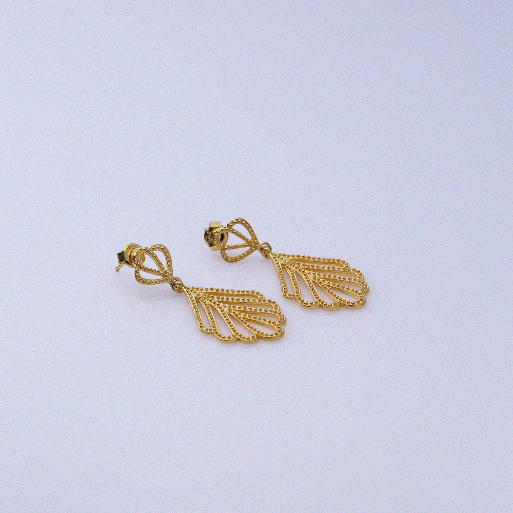 Leaf Dainty Design Chandelier 22K Vintage Earrings