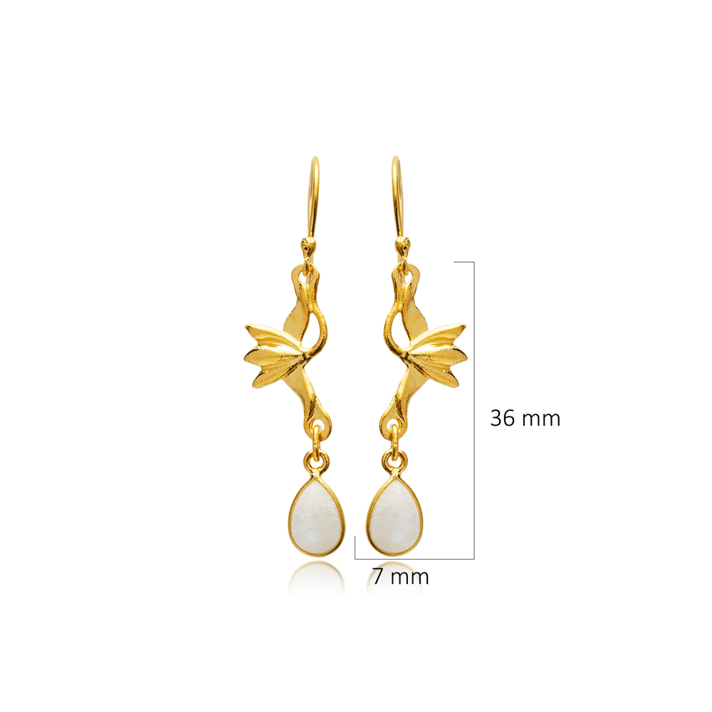 Pear Design Moonstone Hook 22K Vintage Earrings