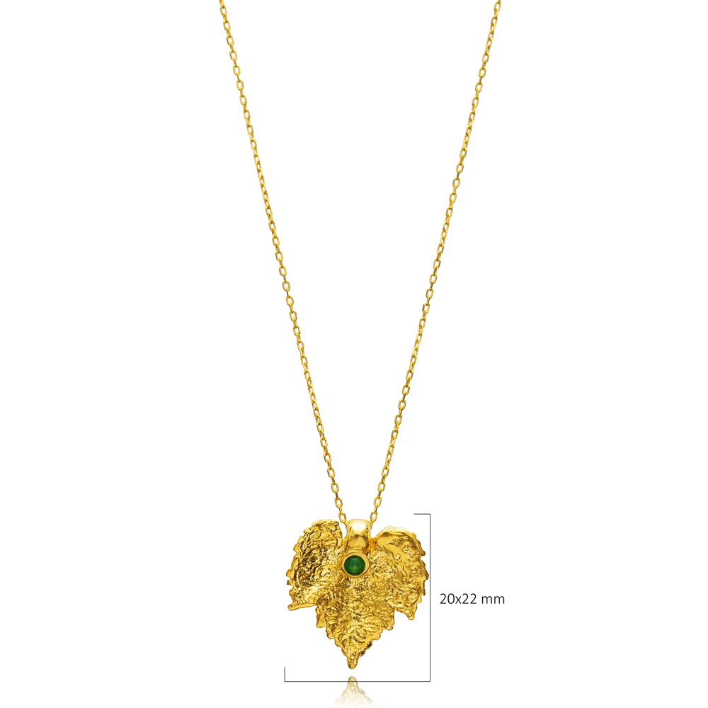 Emerald CZ Leaf Design 22K Vintage Necklace