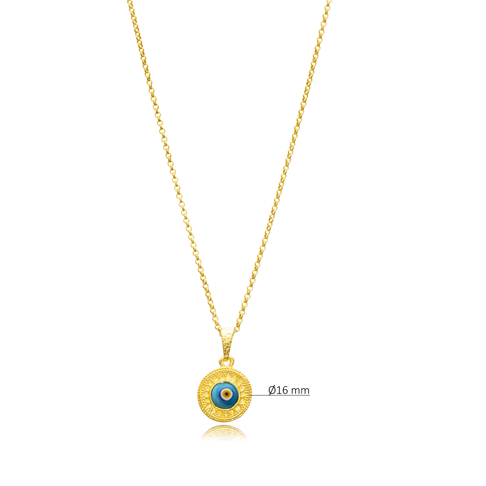 Blue Glass Evil Eye 22K Vintage Necklace