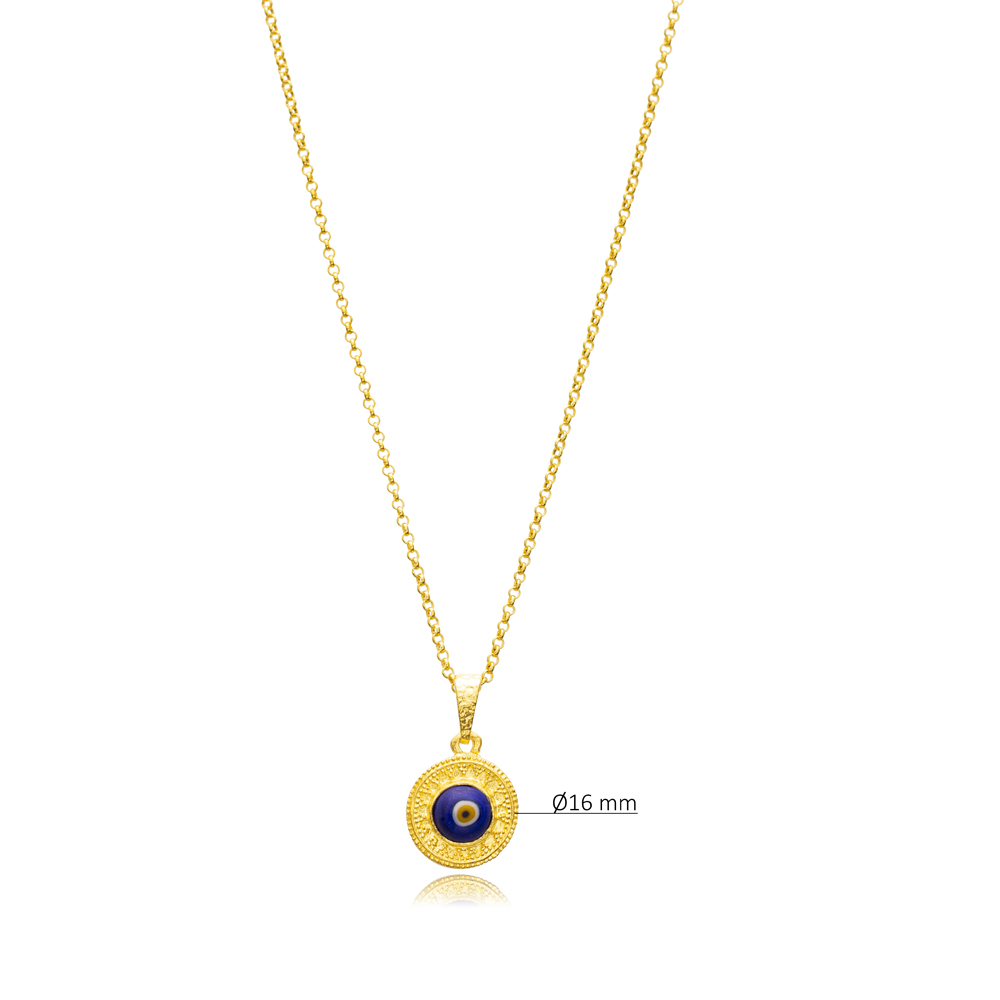 Glass Evil Eye Symbol 22K Vintage Necklace
