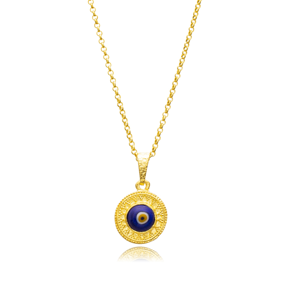 Glass Evil Eye Symbol 22K Vintage Necklace