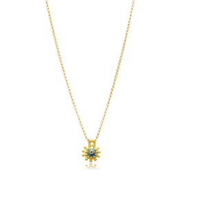 Blue Glass Evil Eye Design 22K Vintage Necklace