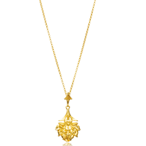 Ancient Lotus Symbol 22K Vintage Necklace