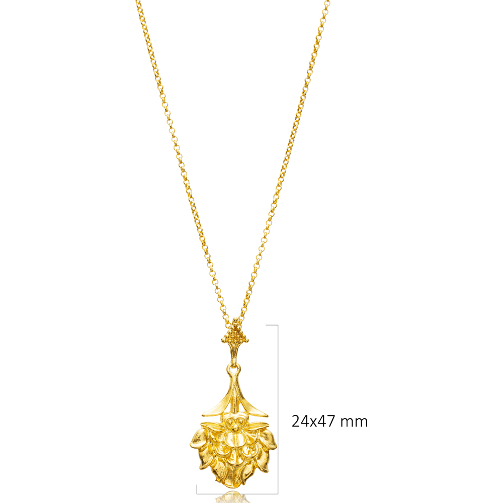 Ancient Lotus Symbol 22K Vintage Necklace