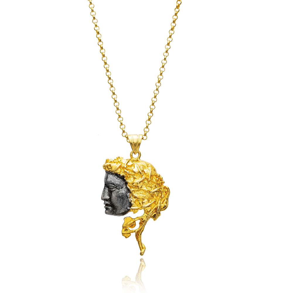 Ancient Man Figure 22K Vintage Necklace