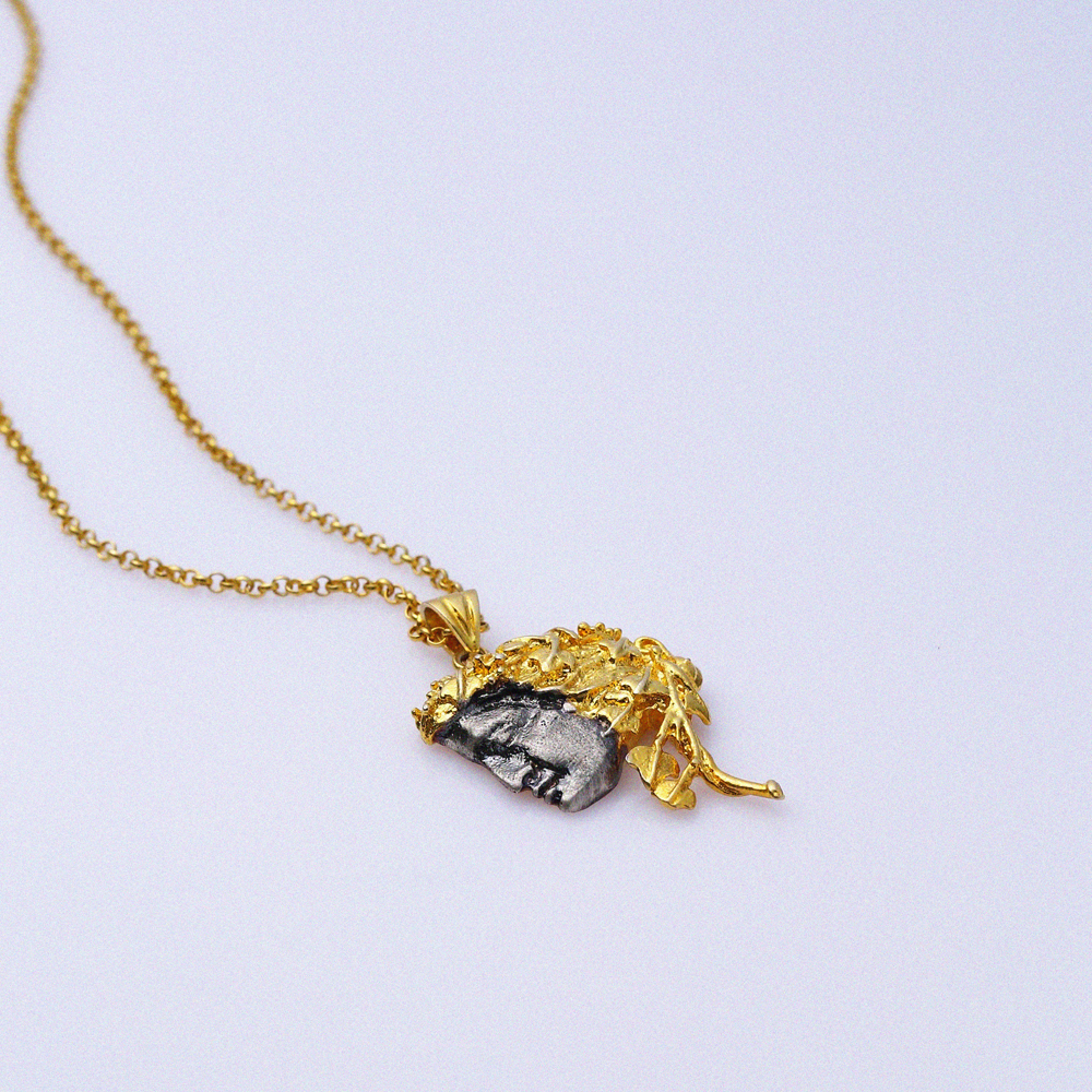 Ancient Man Figure 22K Vintage Necklace