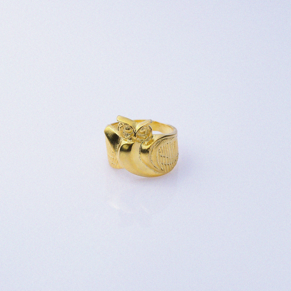 Owl Design 22K Gold Plated Vintage Ring
