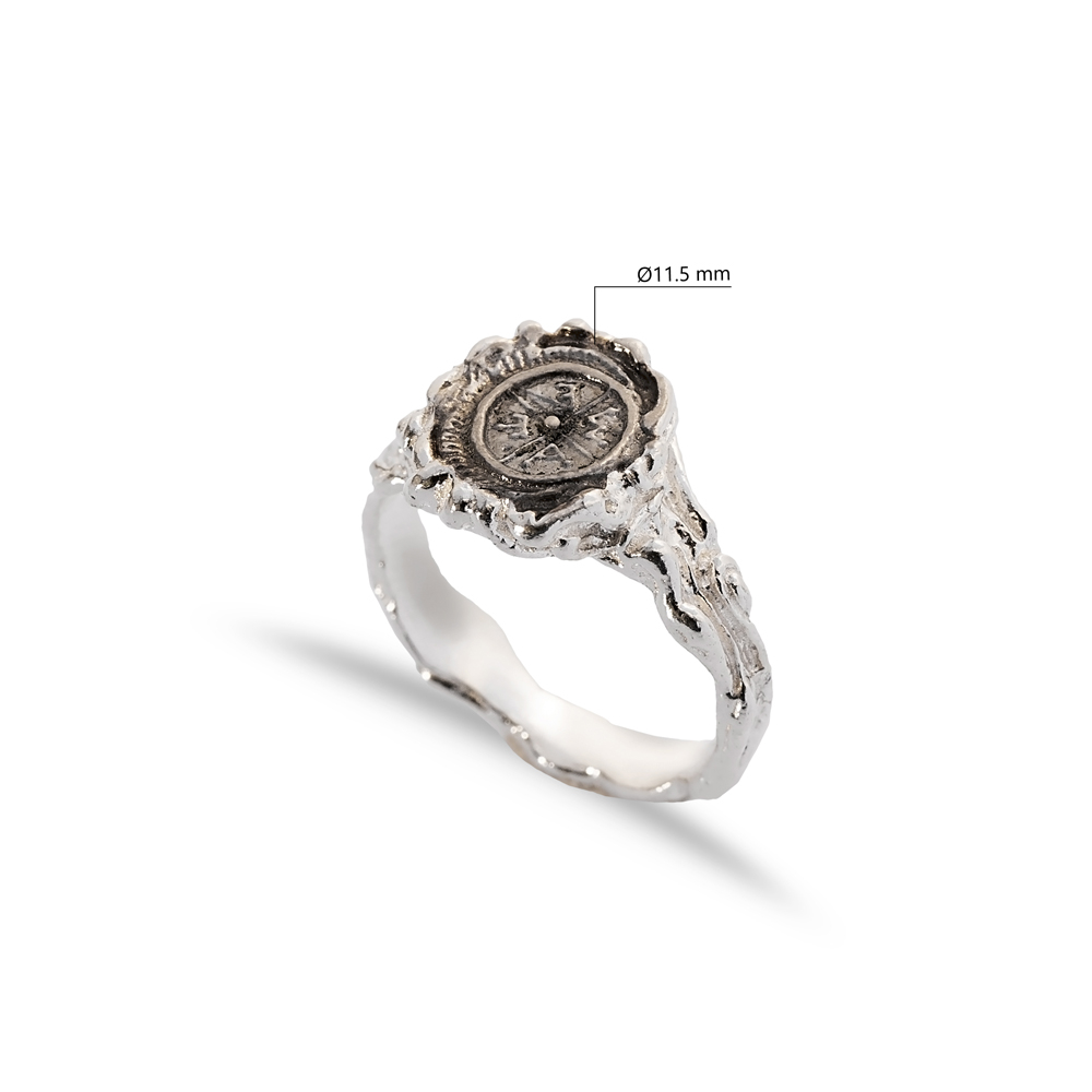 Oxidized Compass Silver Vintage Ring
