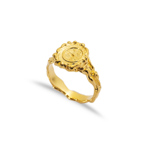 Compass Design 22K Gold Silver Vintage Ring