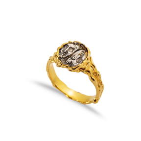 Dual Face Design 22K Gold Silver Vintage Ring